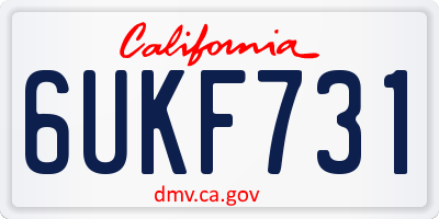CA license plate 6UKF731