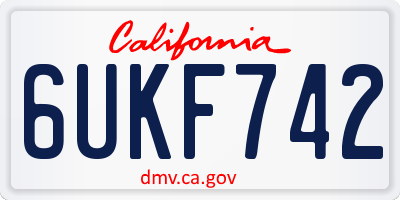 CA license plate 6UKF742