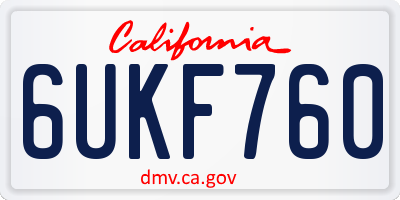 CA license plate 6UKF760