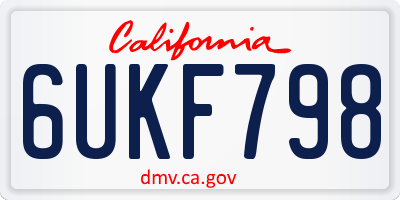 CA license plate 6UKF798