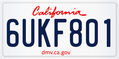 CA license plate 6UKF801