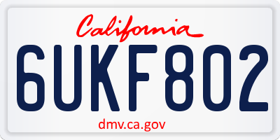 CA license plate 6UKF802