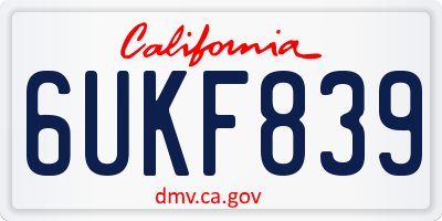 CA license plate 6UKF839