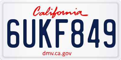 CA license plate 6UKF849