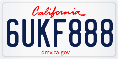 CA license plate 6UKF888