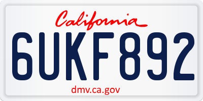 CA license plate 6UKF892