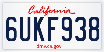 CA license plate 6UKF938