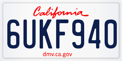 CA license plate 6UKF940