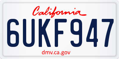 CA license plate 6UKF947