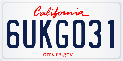 CA license plate 6UKG031