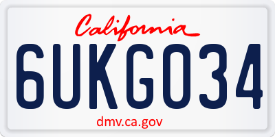 CA license plate 6UKG034