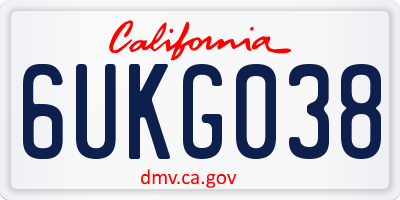 CA license plate 6UKG038