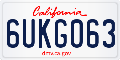 CA license plate 6UKG063