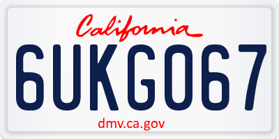 CA license plate 6UKG067