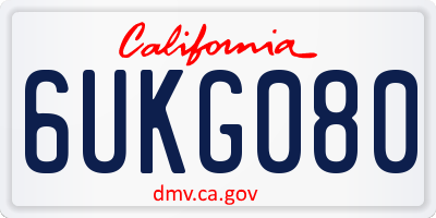 CA license plate 6UKG080