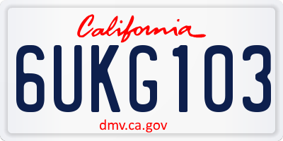 CA license plate 6UKG103