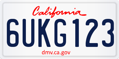 CA license plate 6UKG123
