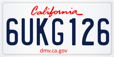 CA license plate 6UKG126