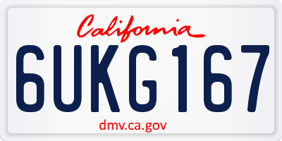 CA license plate 6UKG167