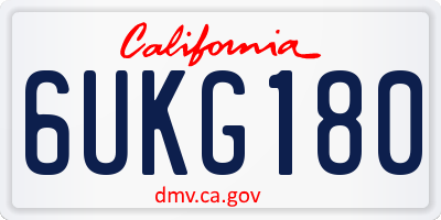 CA license plate 6UKG180