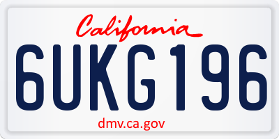 CA license plate 6UKG196