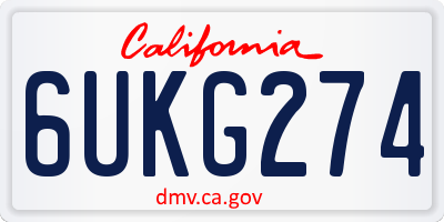 CA license plate 6UKG274
