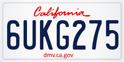 CA license plate 6UKG275