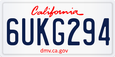 CA license plate 6UKG294