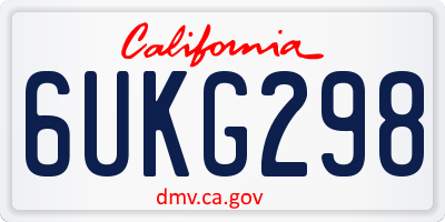 CA license plate 6UKG298
