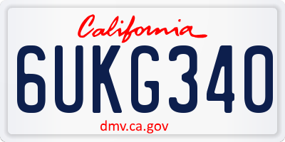 CA license plate 6UKG340