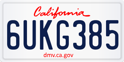 CA license plate 6UKG385