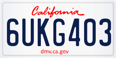 CA license plate 6UKG403