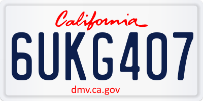 CA license plate 6UKG407