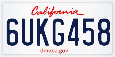 CA license plate 6UKG458