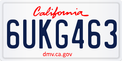 CA license plate 6UKG463