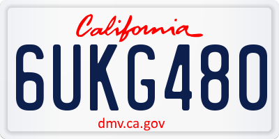 CA license plate 6UKG480