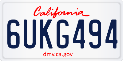 CA license plate 6UKG494