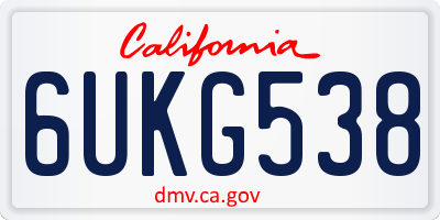 CA license plate 6UKG538