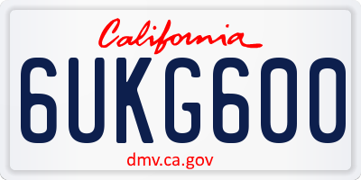 CA license plate 6UKG600