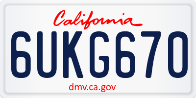 CA license plate 6UKG670