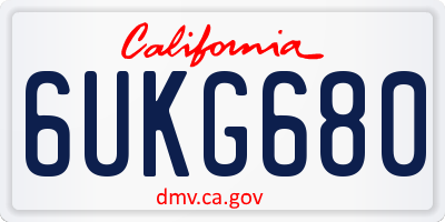 CA license plate 6UKG680