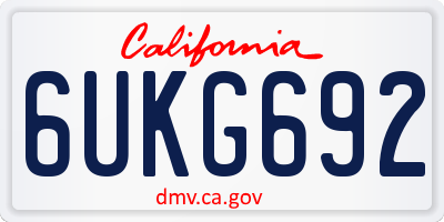 CA license plate 6UKG692