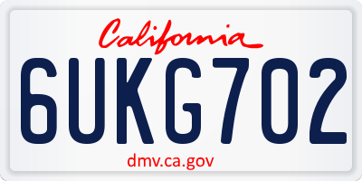 CA license plate 6UKG702