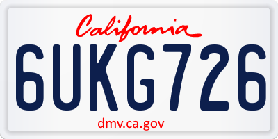CA license plate 6UKG726