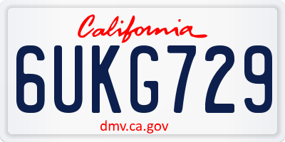 CA license plate 6UKG729