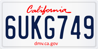 CA license plate 6UKG749