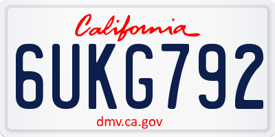 CA license plate 6UKG792