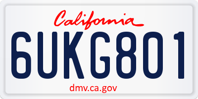 CA license plate 6UKG801