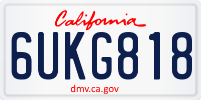 CA license plate 6UKG818