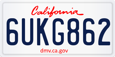 CA license plate 6UKG862